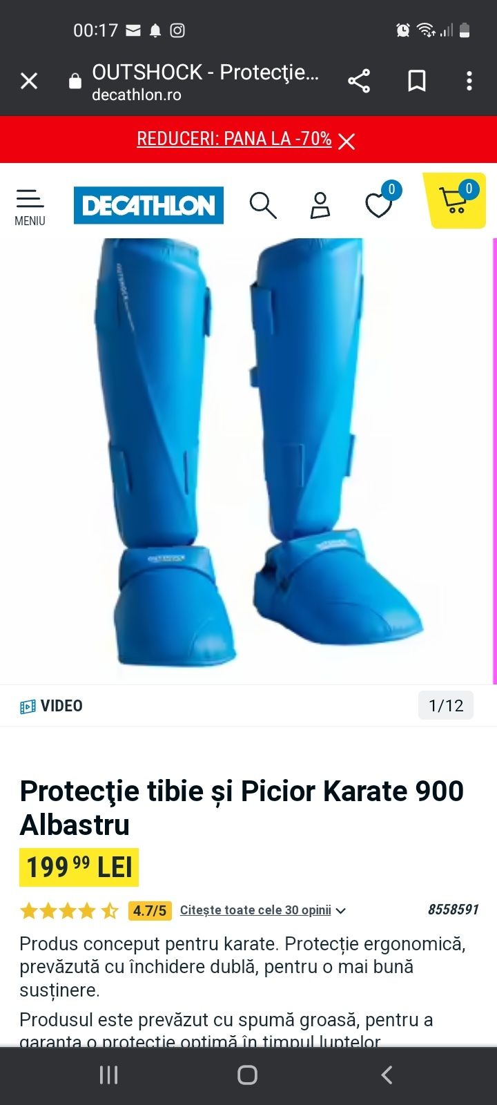 Protecție tibie și picior Karate- Decathlon