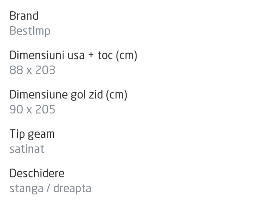 Usa interior noua 88cm, lemn masiv pin