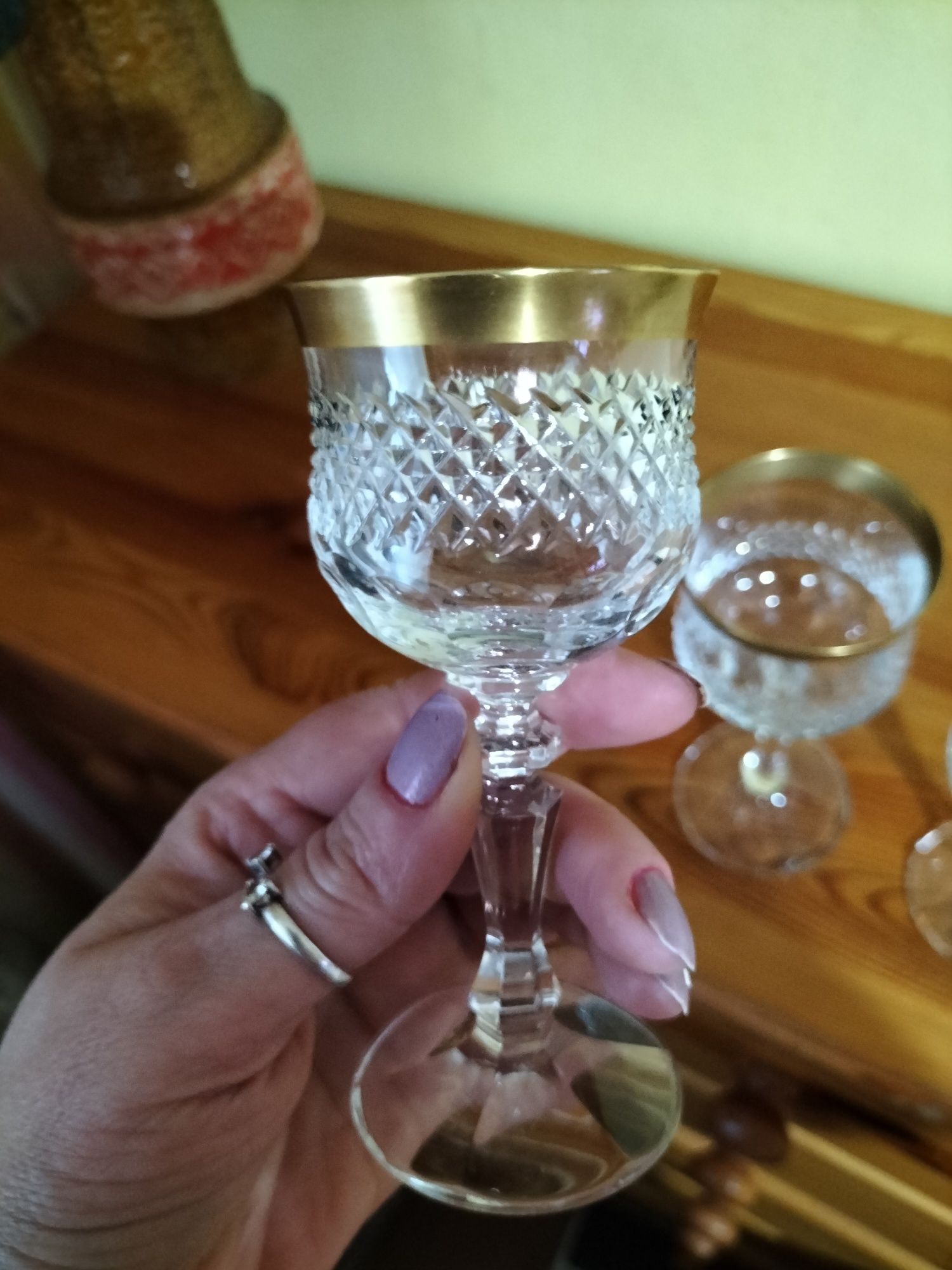 Seturi de pahare cristal cu foita de aur