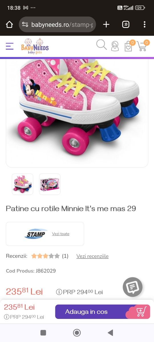 Patine cu rotile/Role fetițe model Minnie mărimea 28