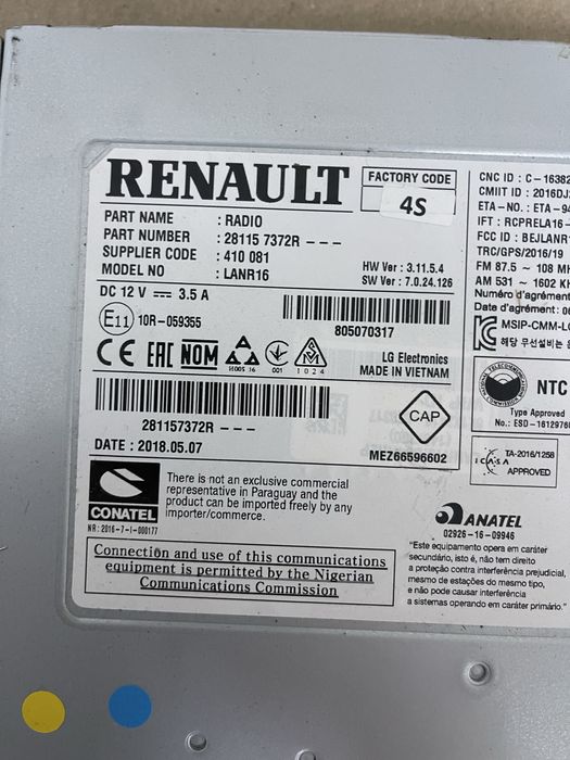 Display navigatie + unitate Renault Espace 5 280908816R 281157372R