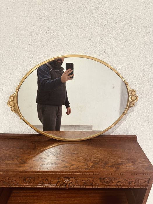 Шведско Mid-Century огледало, метална рамка