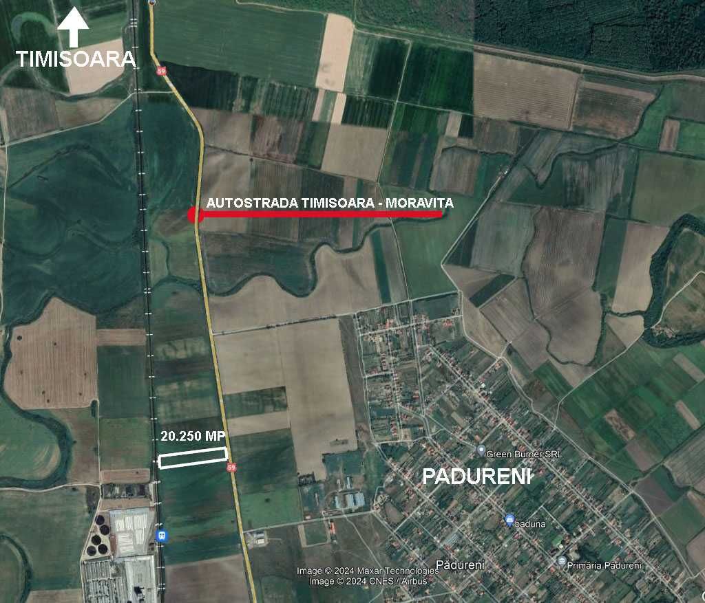 Teren industrial de vanzare 20.250 mp fotovoltaic hala Padureni, Timis