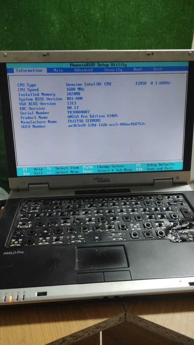 Ноутбук Fujitsu-Siemens PRO V3405. Рабочий. На запчасти. Цена: 5000 тг
