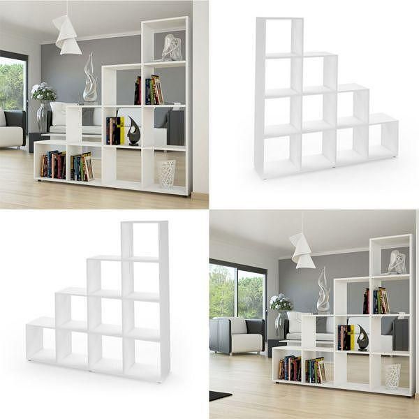 Vicco stair shelf 10 отделения бели - разделител за стая, стъпков рафт