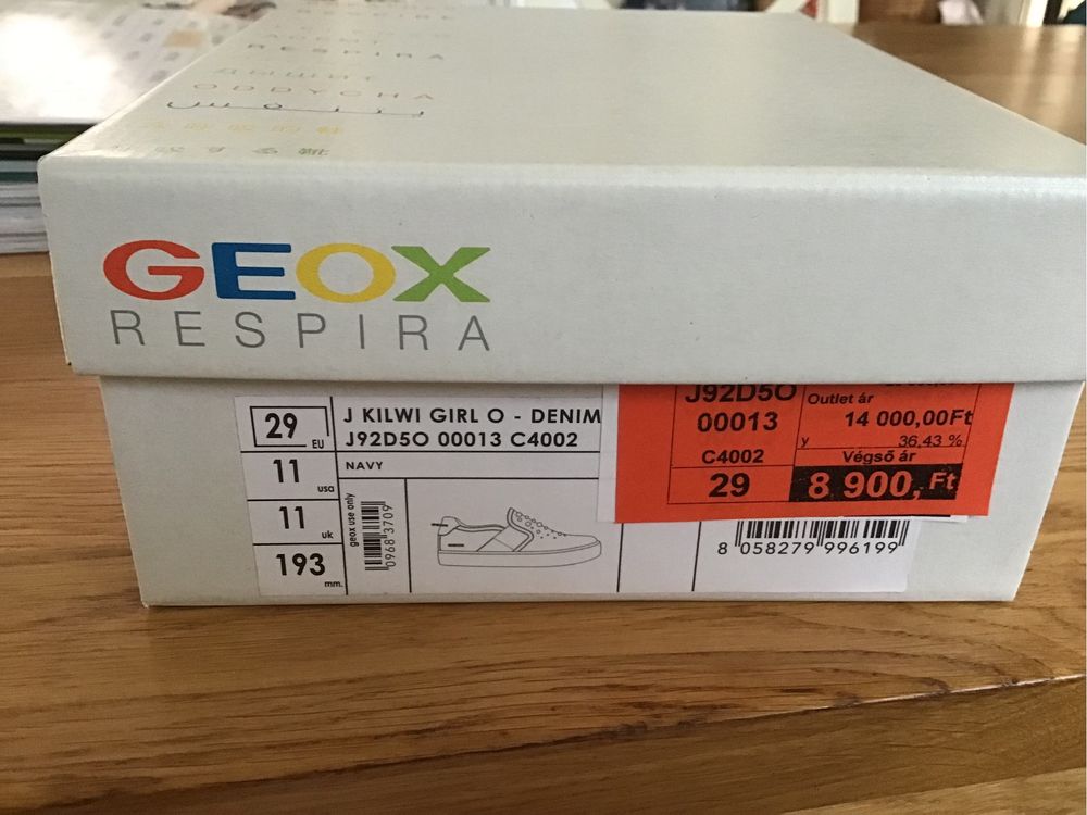 Pantofi geox noi, fetite, marimea 29, brant 18,5 cm