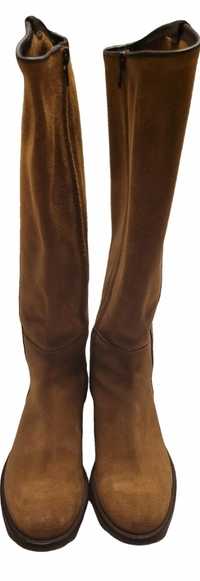 Cizme western piele suede maro