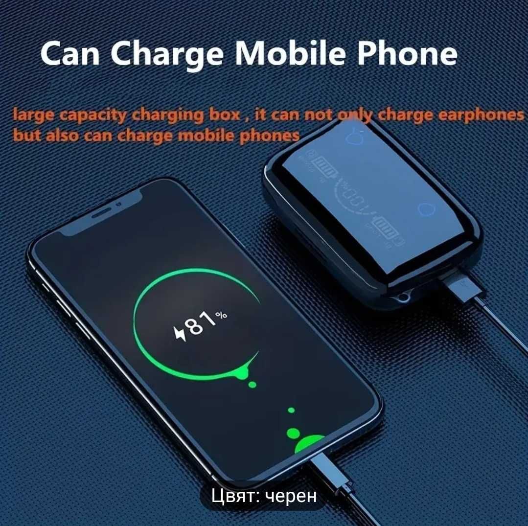 Качествени Безжични спортни слушалки handsfree микрофон Bass Powerbank