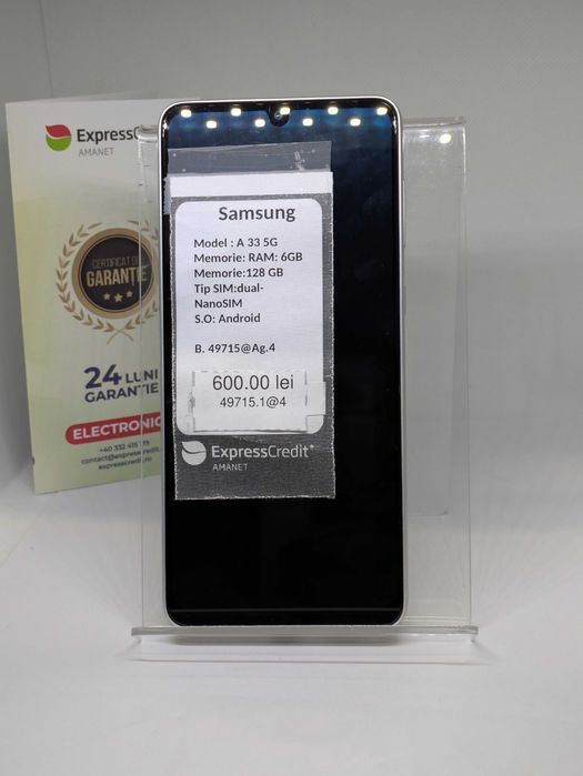 Samsung A33 5G 6/128Gb (AG4 Dacia / B.49715) Garanție 2 ani