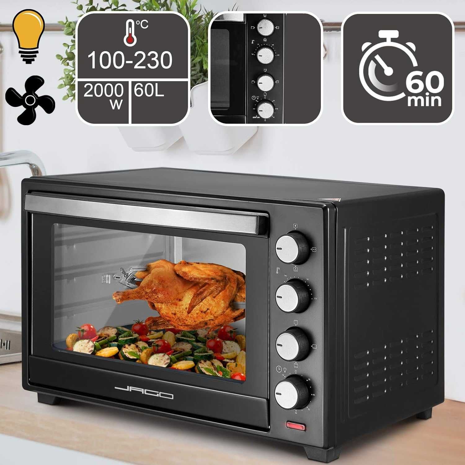 *Mini Cuptor cu aer prin convecție, 60 L
