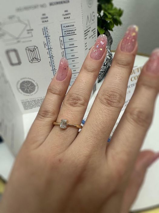 Inel diamant natural Smarald 0,45Ct