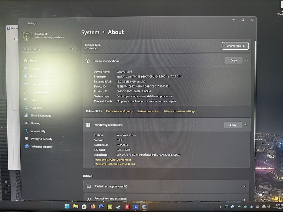 Lenovo ThinkCentre M720Q i5 9500t , 16gb DDR4