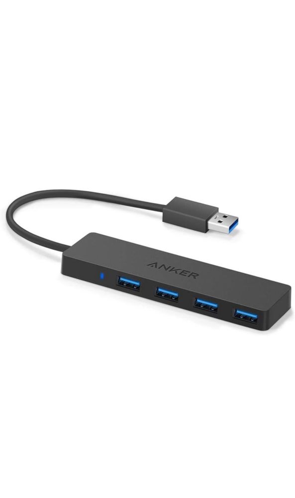 Hub USB Anker 4 in 1, 4 porturi USB 3.0, negru