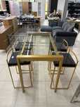 Set 4 Scaune de bar cu  Masa inclusa /  inox cu sticla   -  LumiSource