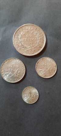 lot 4 monede argint 1915 Franta