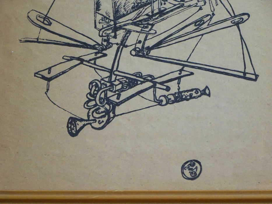 Tablou Stefan Caltia, ’Mașinărie’ - Litografie veche si deosebita