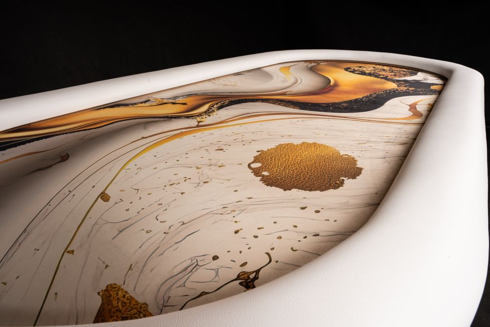 Masa poker extra lux piele alba CustomTables.eu artdeko