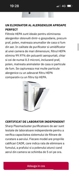 Purificator umidificator silentios