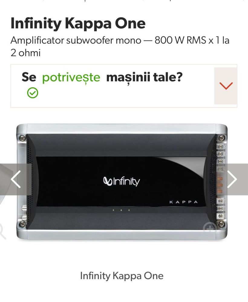 Amplificator statie auto Infinity Kappa One nou