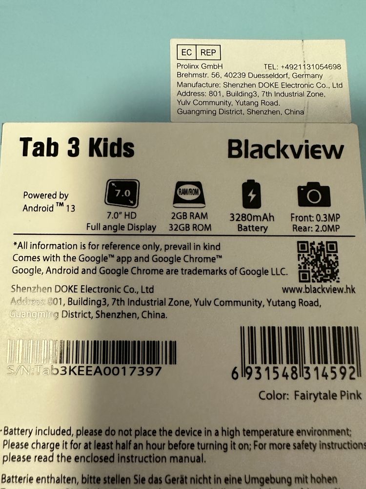 Tableta copii, Blackview, Tab 3, TPC, Kids