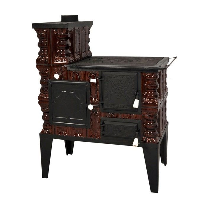 Soba teracota pe lemne, cu plita si cuptor de gatit, Aba, tip cizma,