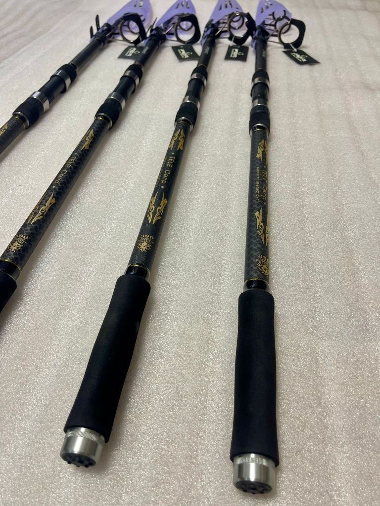 SET 4 Lansete Telescopice FL TELE CARP 3.90m 180G + 4 Mulinete AQ10000
