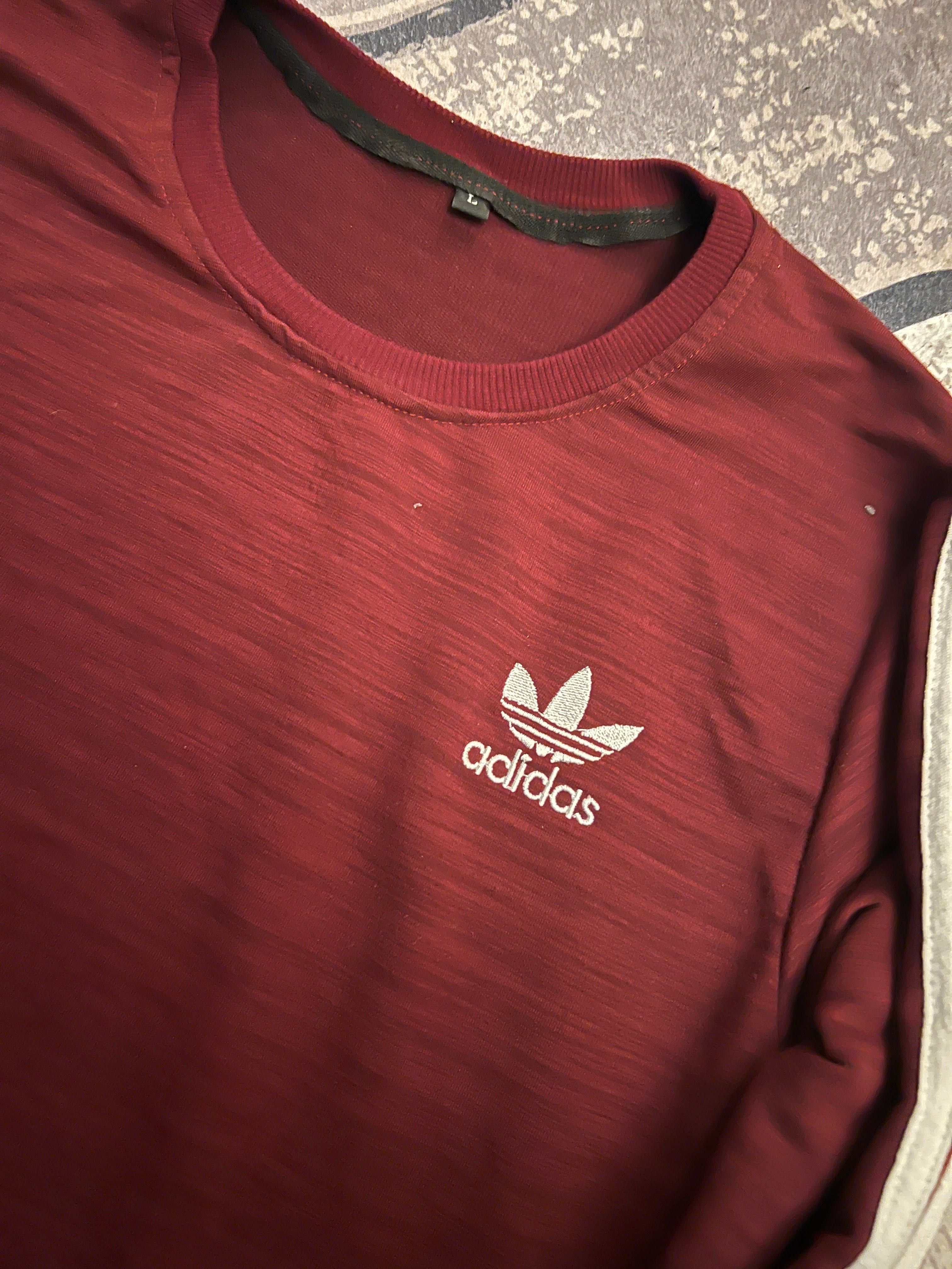 Блуза с дълъг ръкав Adidas цвят бордо