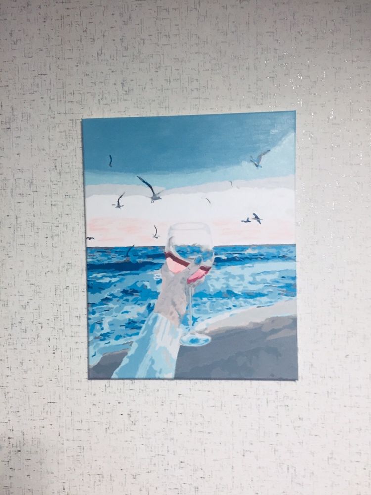 Интерьерная картина на холсте «С бокалом у моря»