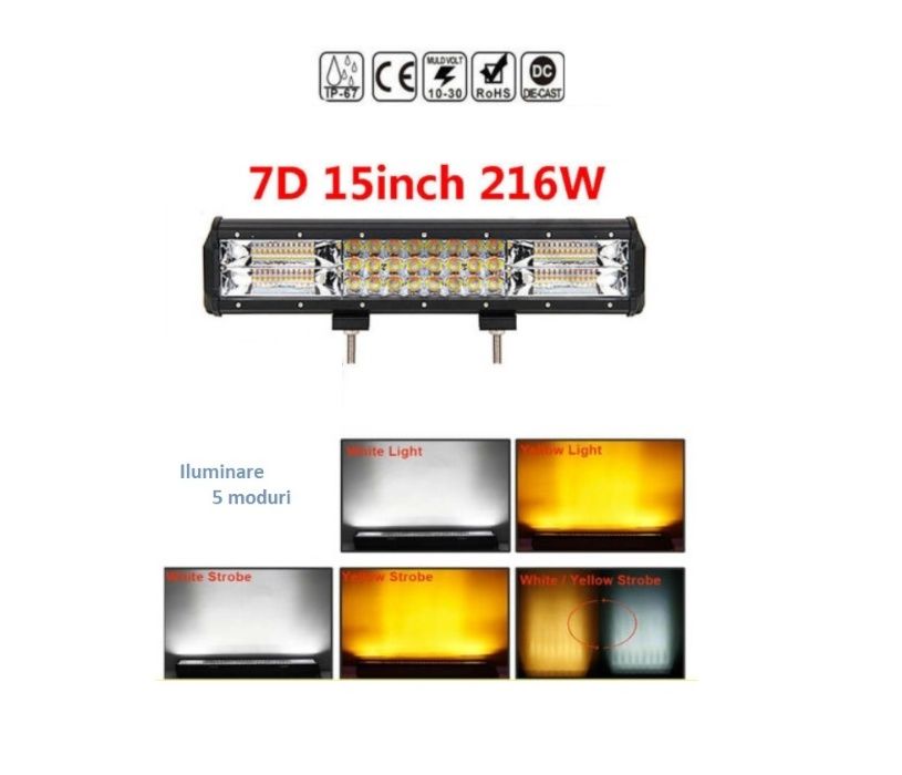 Led Bar 216 W , BICOLOR, 2 Faze, Girofar, 12/24 V