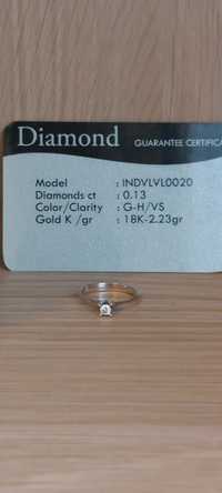 Inel de logodna cu diamant 0,13ct din aur alb2,23gr 18K
