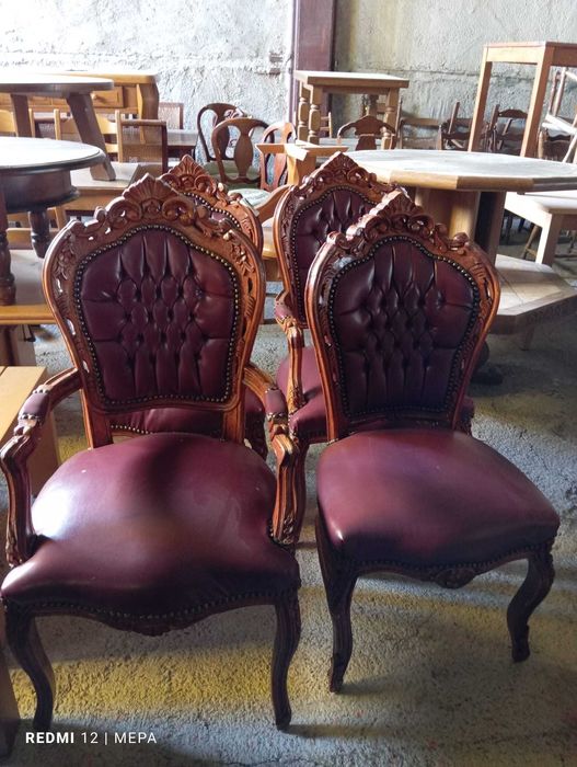 Бароков стол дърворезба и кожени внос от Европа