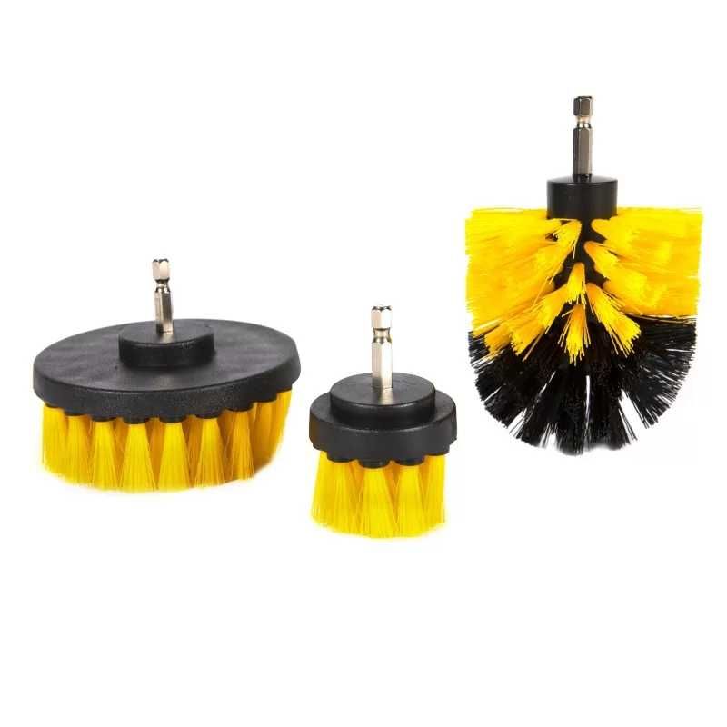 Set 3 perii de curatat cu adaptor pentru bormasina Detaling auto