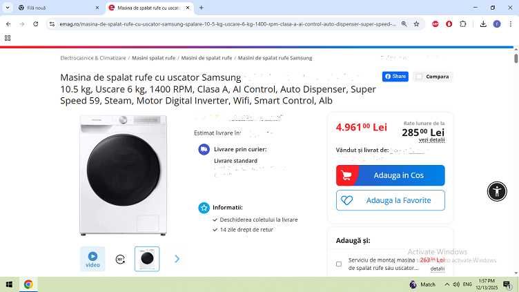 Masina de spalat cu USCATOR ,Samsung,11 Kg,Motor Direct Drive