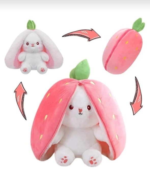 Iepuraș de plush Căpșună 2 în 1 cadou