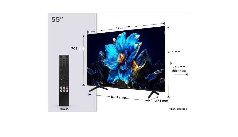 НОВ! TCL QLED 55P7K, 55" (139 см), Smart Google TV, 4K Ultra HD
