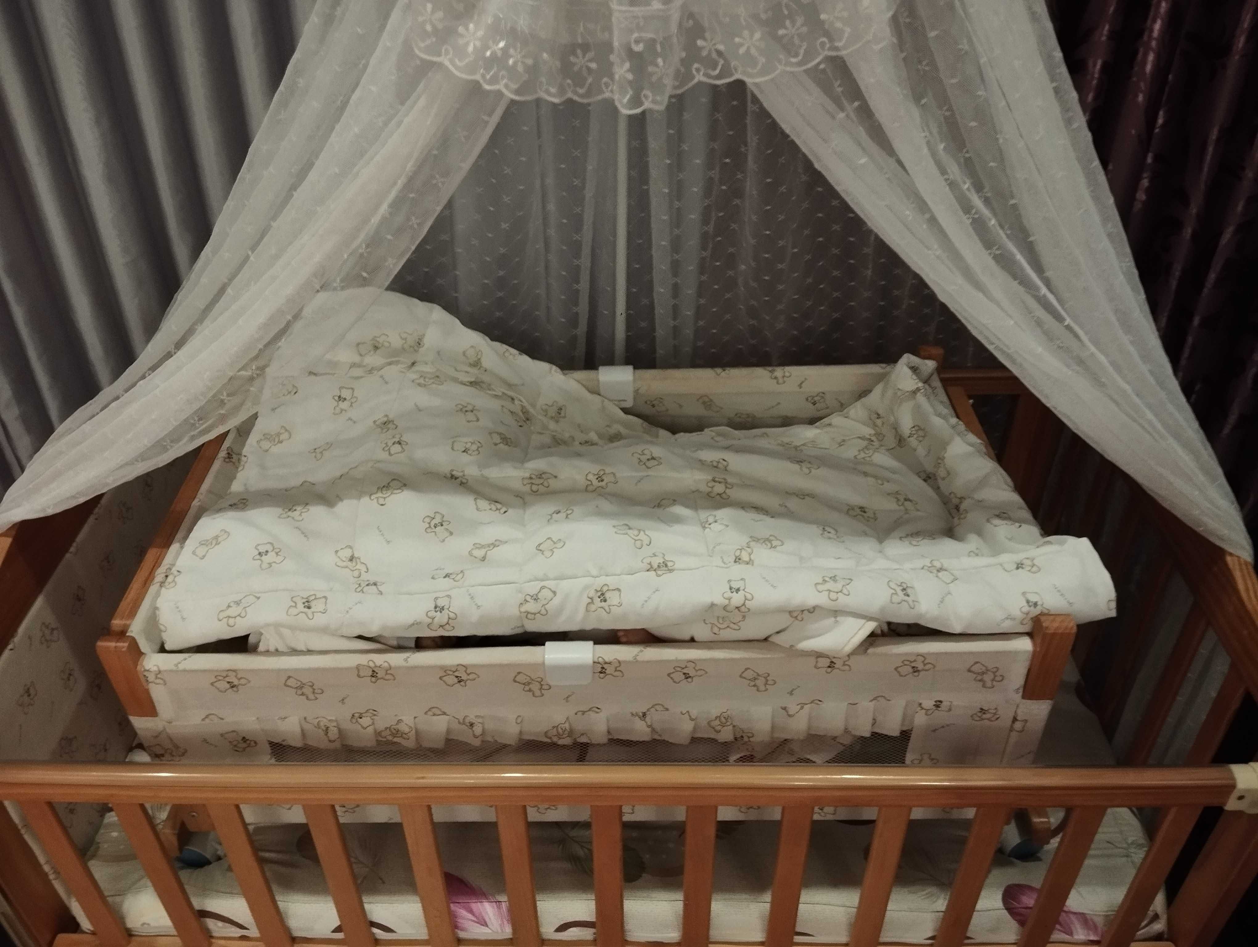 Детская деревянная кроватка с люлькой в Отличном состоянии
