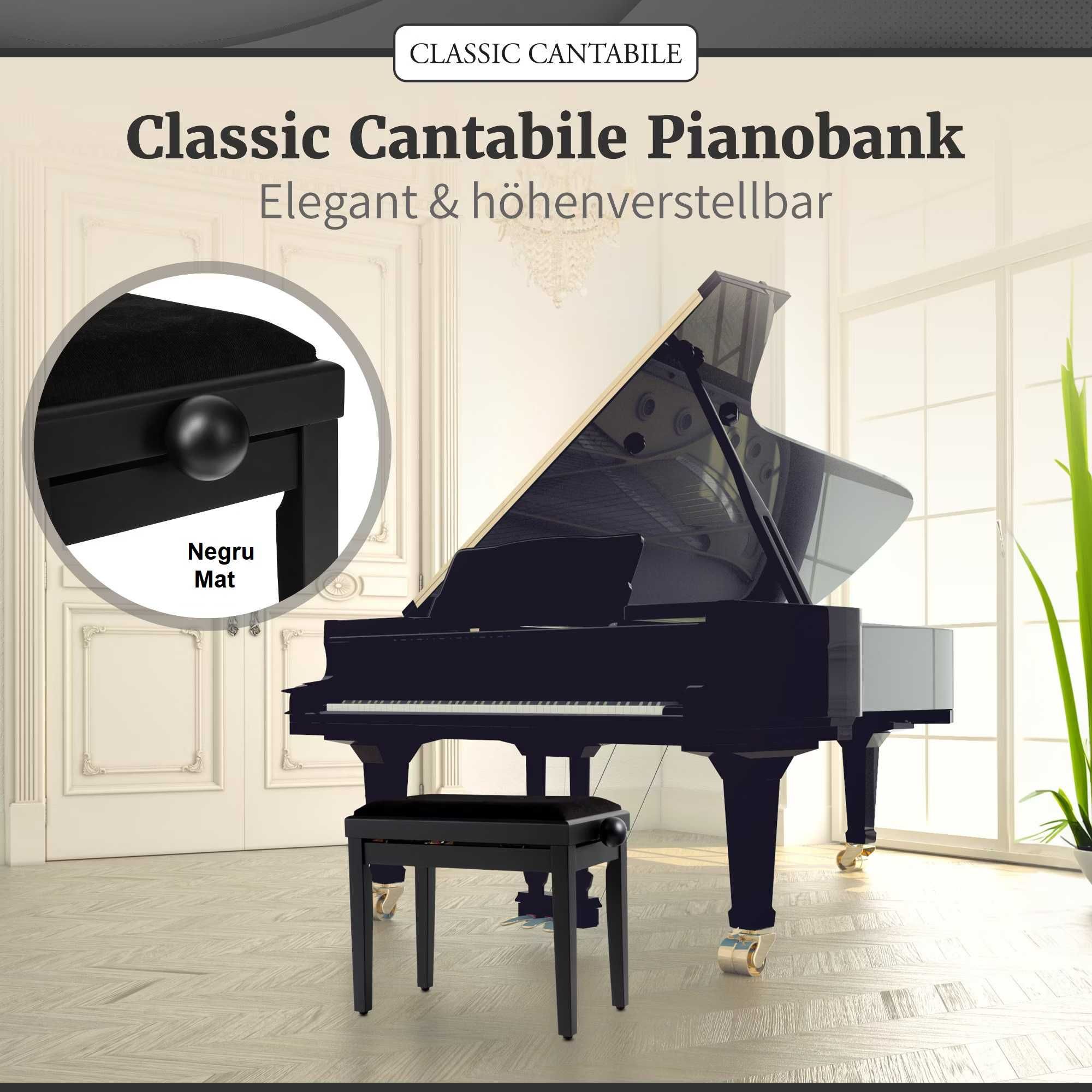 Scaun Pian Classic Cantabile Negru Mat