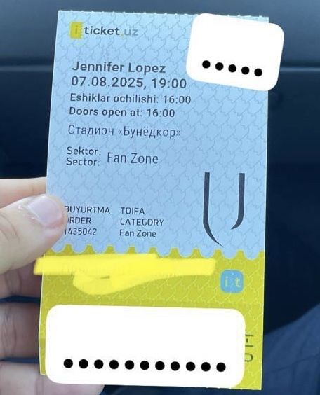 JLO Jennifer Lopez kansertiga 1 ta bilet Fan zona