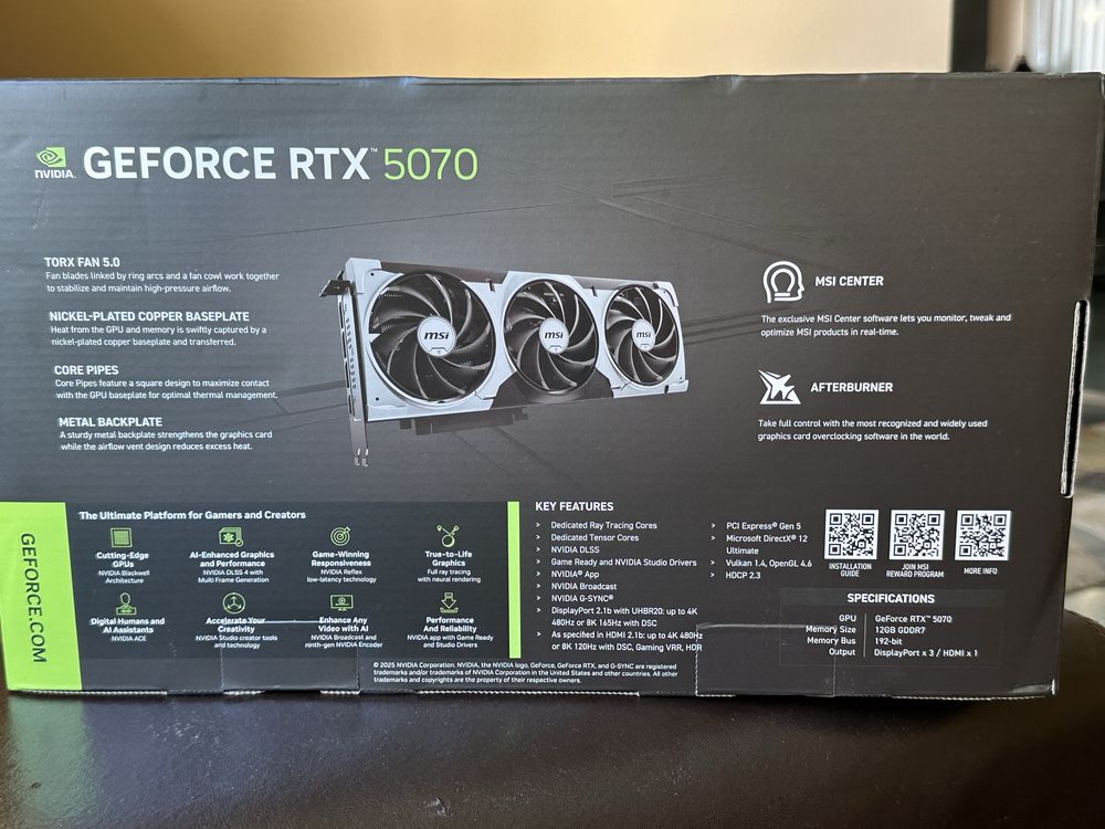 MSI RTX GEFORCE 5070. Чисто нова видеокарта