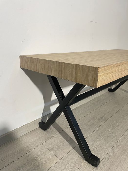 Masă de Cafea 150x60 cm; Măsuță Solidă, Cadru Metalic