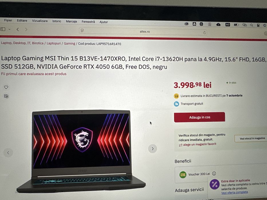 Laptop gaming MSI Thin 15 i7