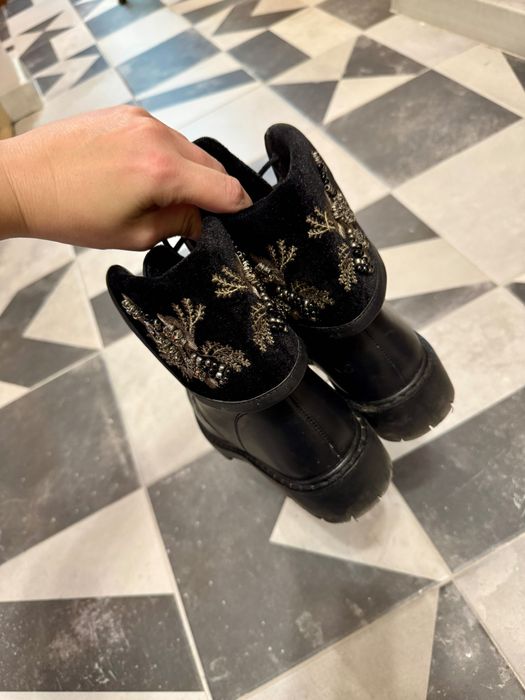 Боти Zara от естествена кожа с бродерия, 36 номер