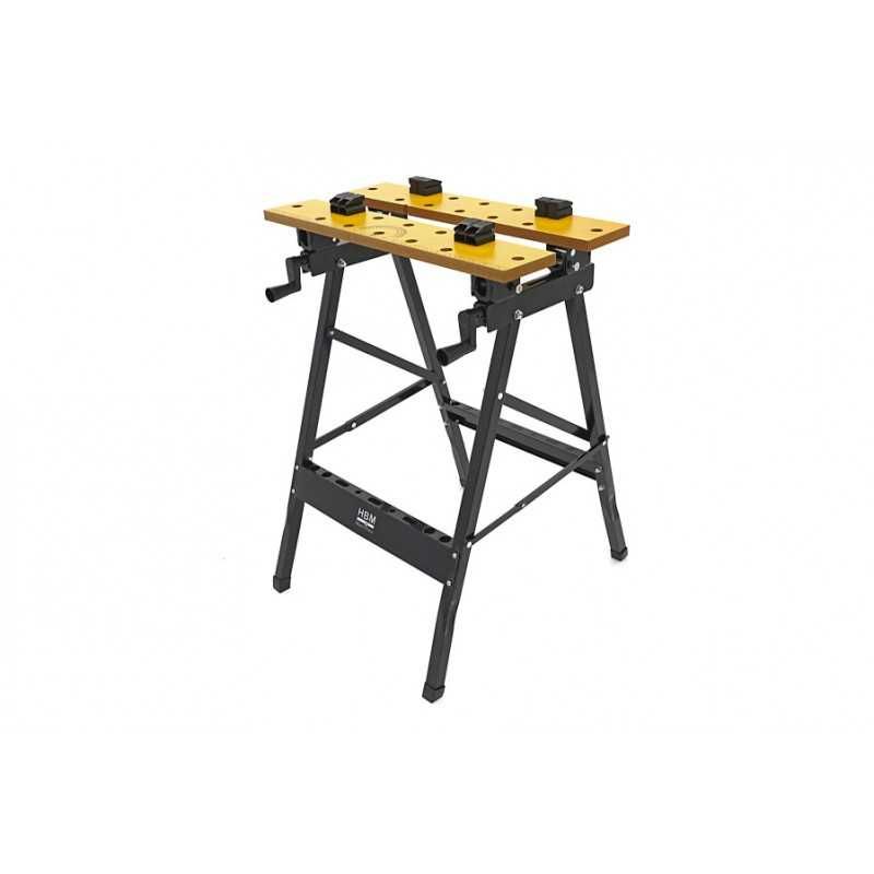 Banc de lucru portabil pliabil, cu blat rabatabil, 150 kg HBM H130641