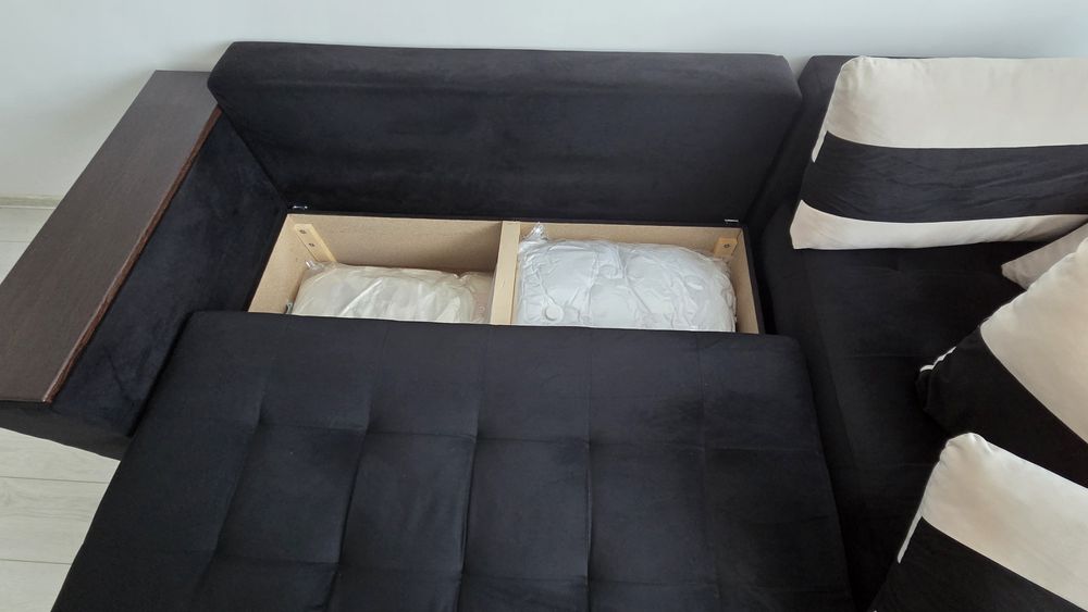 Vand coltar extensibil negru catifea
