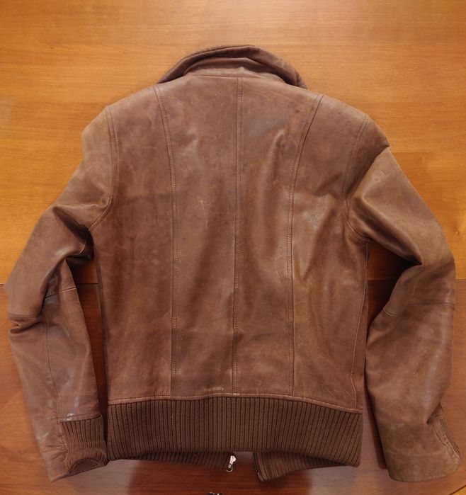 Geaca Bershka, S (36), piele naturala bovina, culoare maron