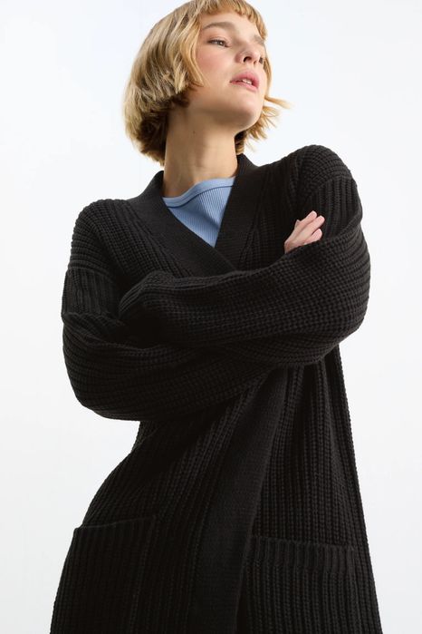 Cardigan lung cu buzunare