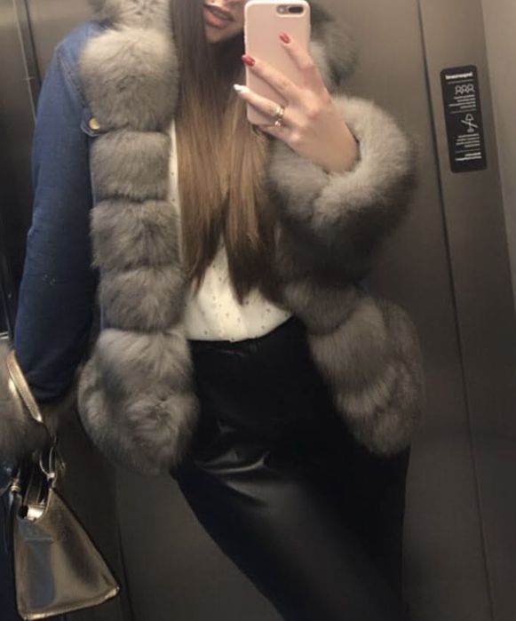 Geaca denim cu blana Zara