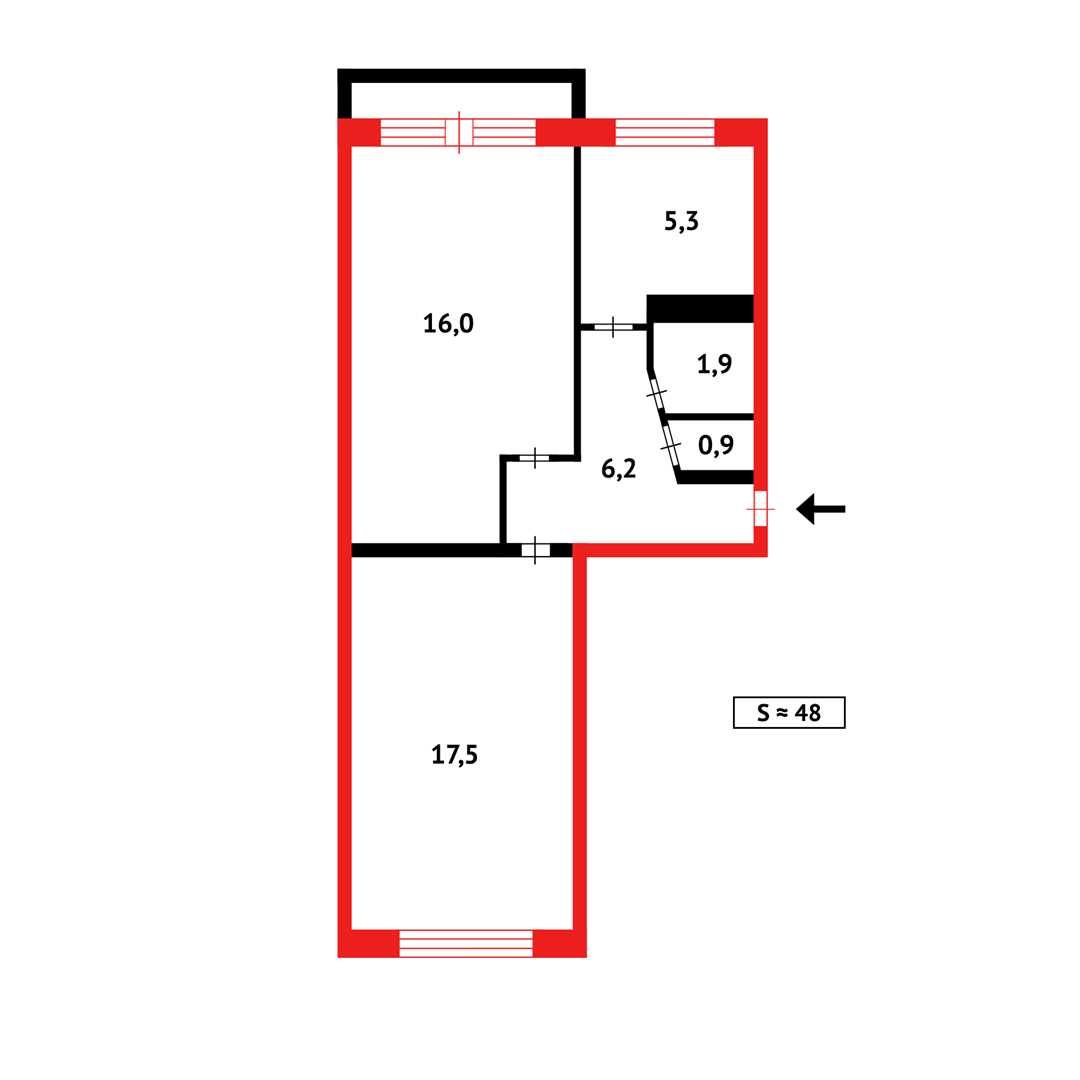 Продам 2-комнатную квартиру на 6 микр, рядом Жания, 47 м², 4/5 этаж