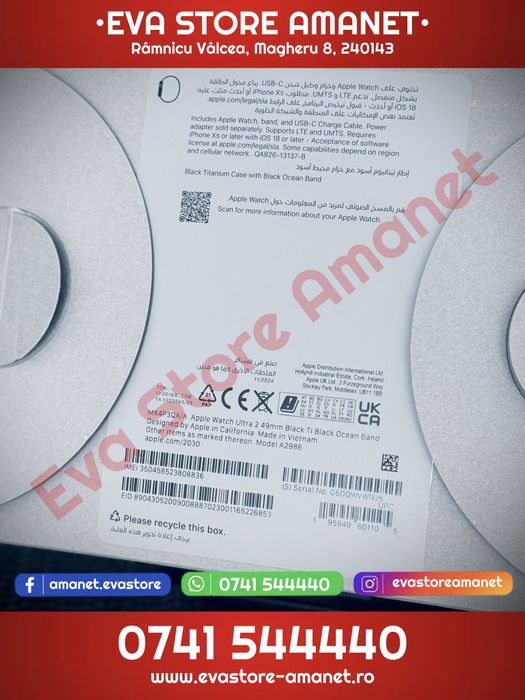 Apple Watch Ultra 2 Black Titanium 49mm A2986 Black Ocean Band