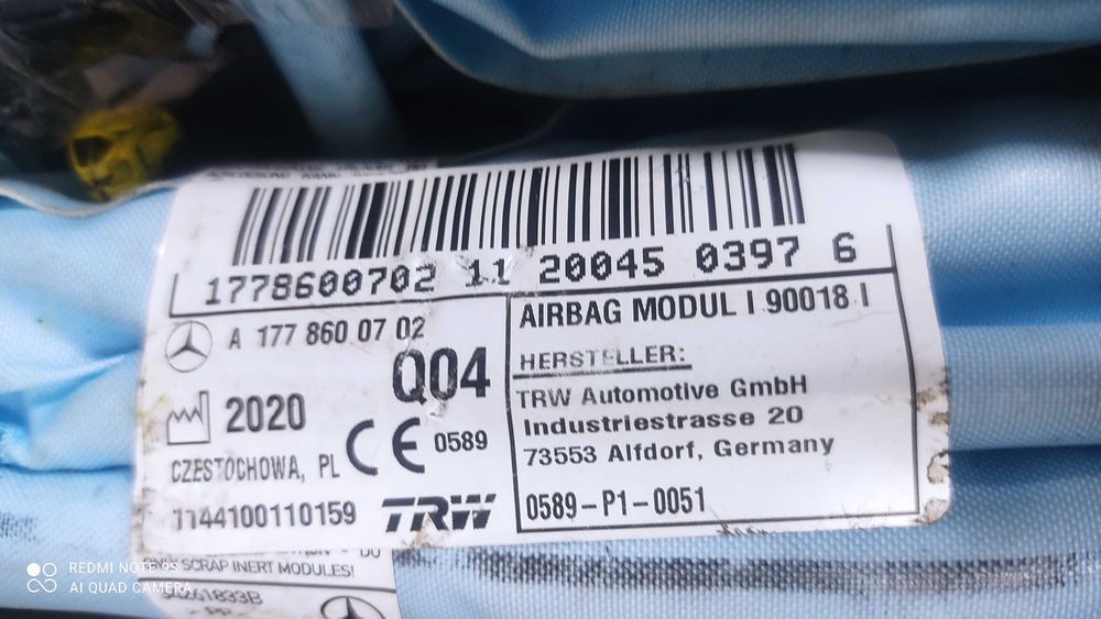 Mercedes A class w177 AirBag sofer pasager